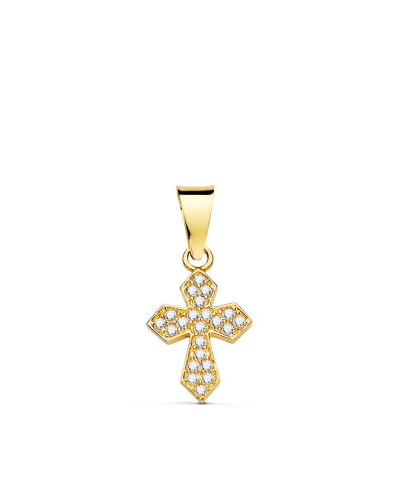 Cruz oro 18k circonitas blancas 14x9 mm