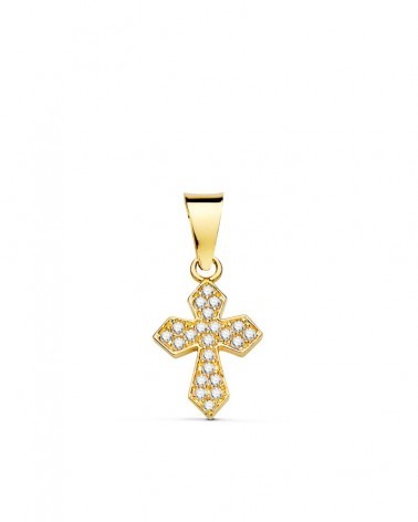 Cruz oro 18k circonitas blancas 14x9 mm