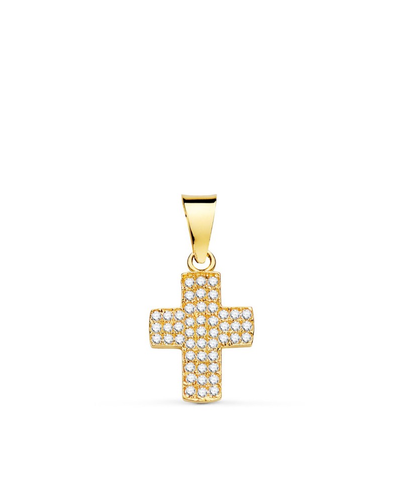Cruz oro 18k circonitas blancas 14,5x9,5mm