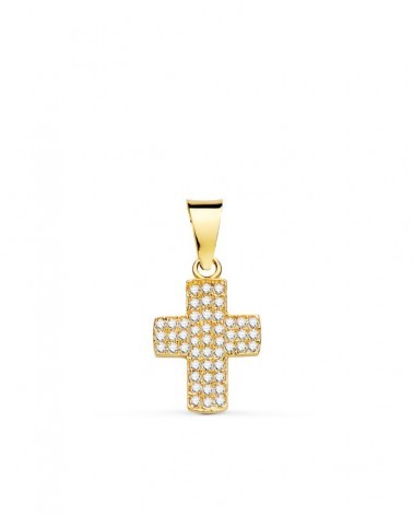 Cruz oro 18k circonitas blancas 14,5x9,5mm