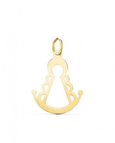Colgante oro 18k Virgen del Rocío silueta 20x16mm
