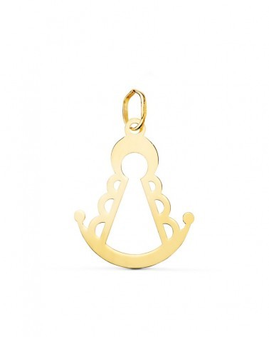 Colgante oro 18k Virgen del Rocío silueta 20x16mm