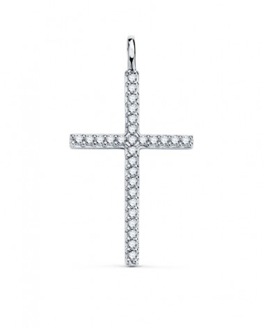 Cruz oro 18k blanco circonita 36x19mm
