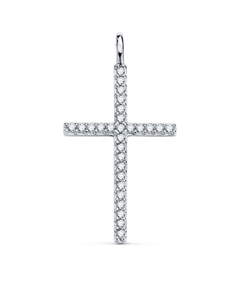 Cruz oro 18k blanco circonita 36x19mm