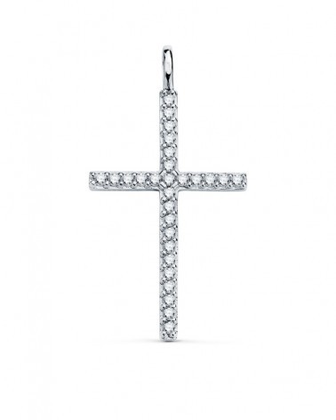 Cruz oro 18k blanco circonita 36x19mm
