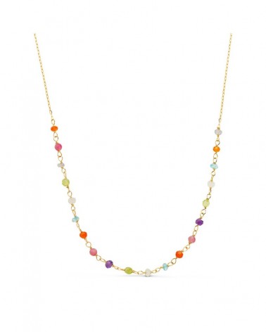 Gargantilla oro 18k amarillo circonitas colores 40cm