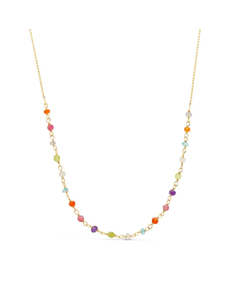 Gargantilla oro 18k amarillo circonitas colores 40cm