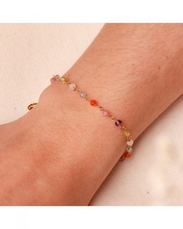 Pulsera oro 18k bolas multicolor 18,5cm