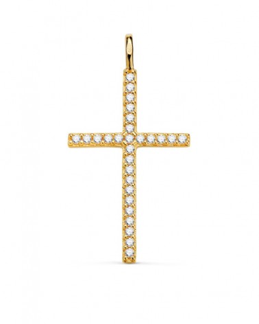 Cruz oro 18k circonitas blancas 37x19mm