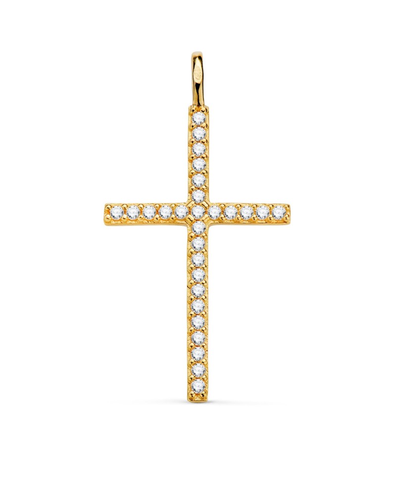 Cruz oro 18k circonitas blancas 37x19mm
