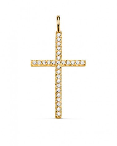 Cruz oro 18k circonitas blancas 37x19mm