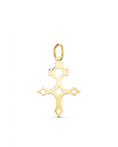 Cruz oro 18k amarillo sin cristo silueta 22x15mm