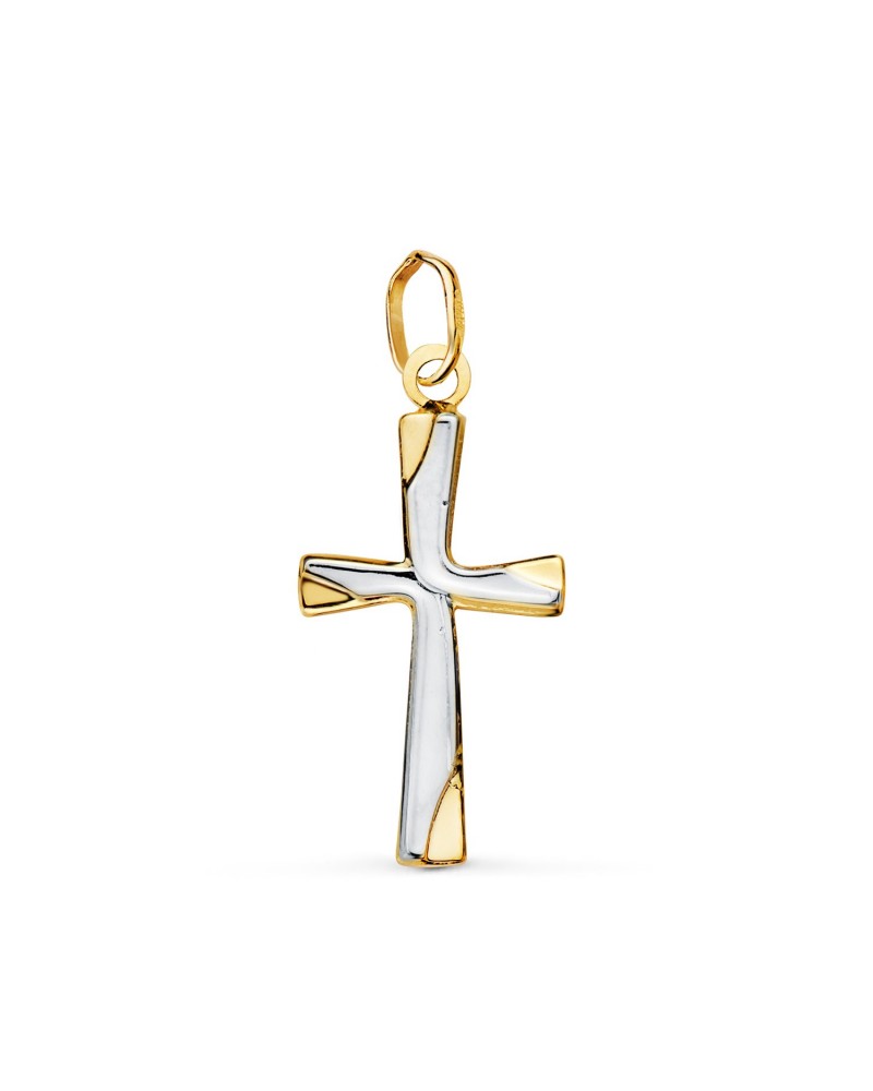Cruz oro 18k bicolor lisa 21x12mm