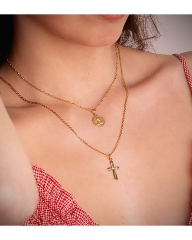 Cruz oro 18k amarillo lisa brillante 20x12mm