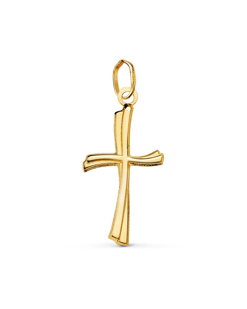 Cruz oro 18k amarillo lisa circonita 21x12mm