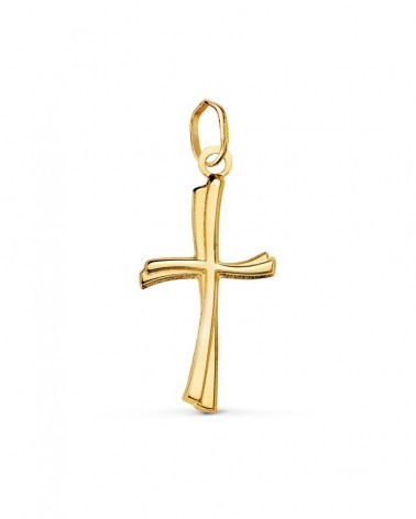 Cruz oro 18k amarillo lisa circonita 21x12mm