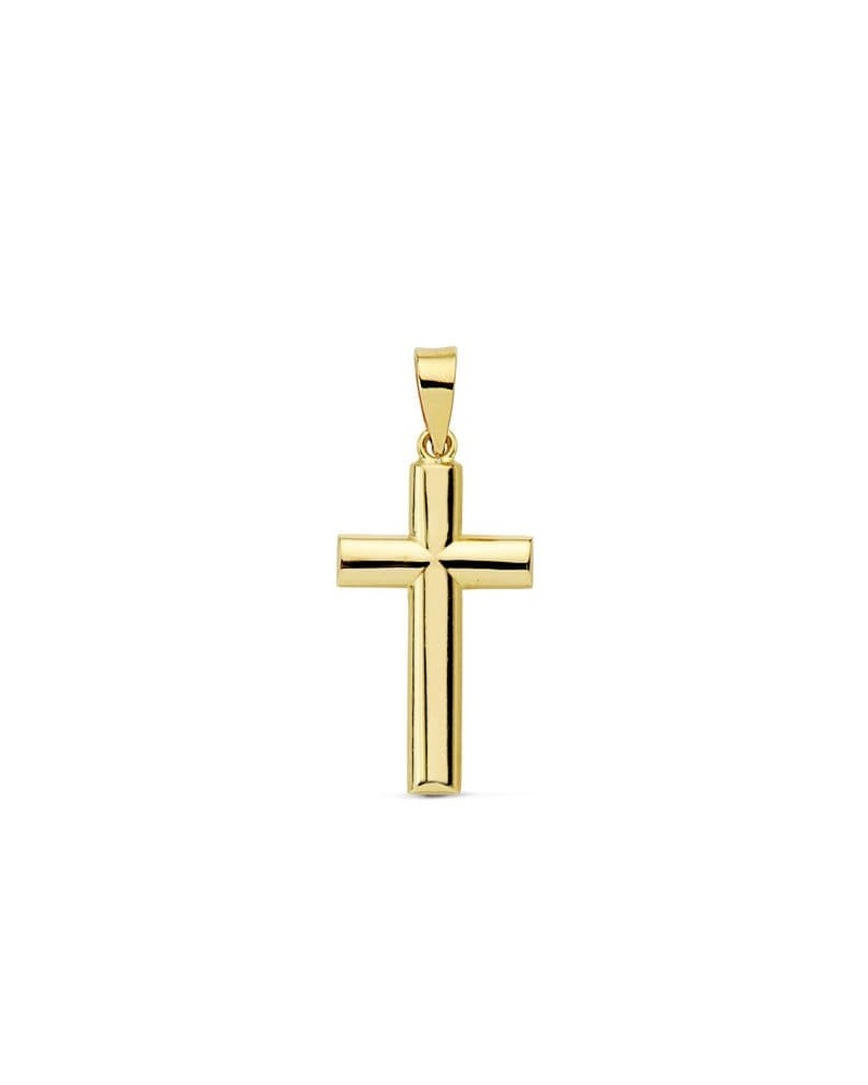 Cruz oro 18k amarillo lisa palo oval 21x12mm