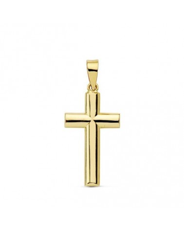 Cruz oro 18k amarillo lisa palo oval 21x12mm