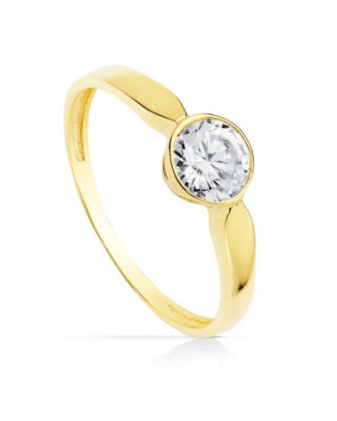Anillo solitario oro 18k circonita 6mm