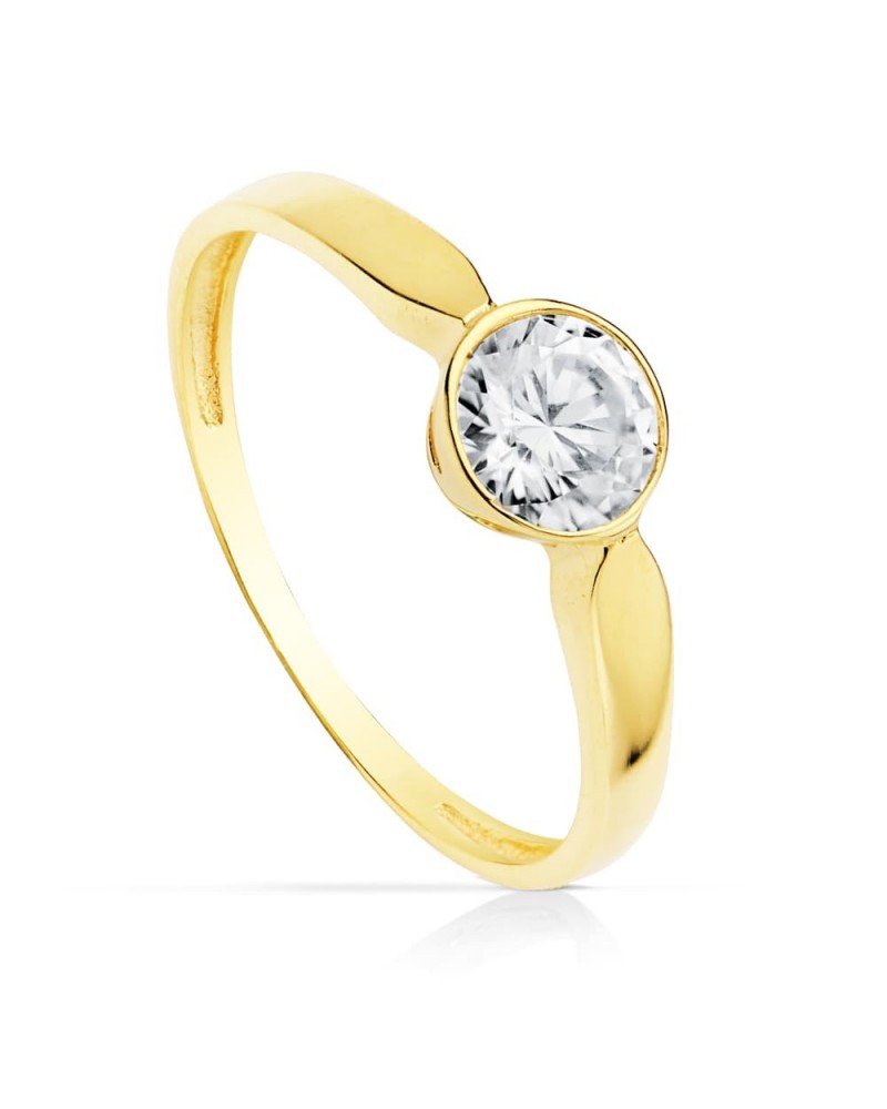 Anillo solitario oro 18k circonita 6mm