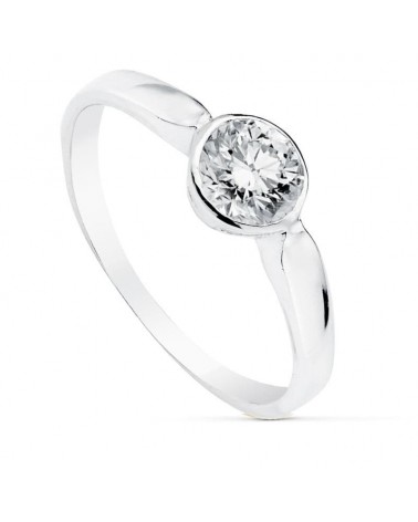 Solitario oro 18k blanco circonita 6mm