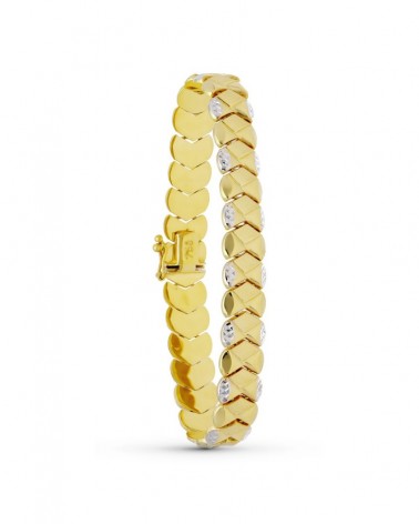 Pulsera oro 18k bicolor estampación 20,5 cm