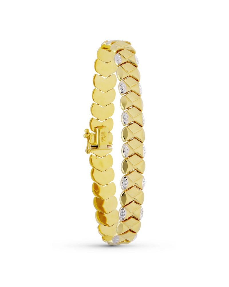 Pulsera oro 18k bicolor estampación 20,5 cm