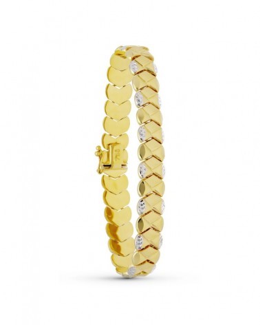 Pulsera oro 18k bicolor estampación 20,5 cm