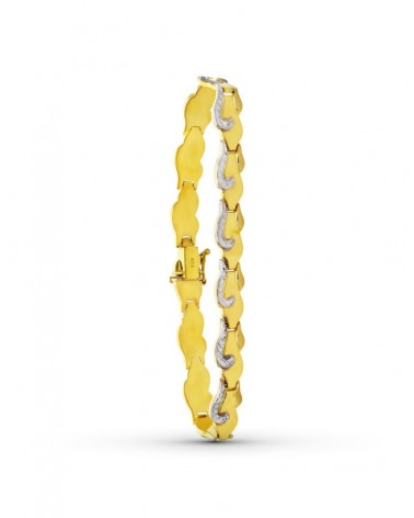 Pulsera oro 18k bicolor estampada 20cm