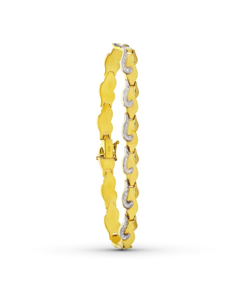Pulsera oro 18k bicolor estampada 20cm