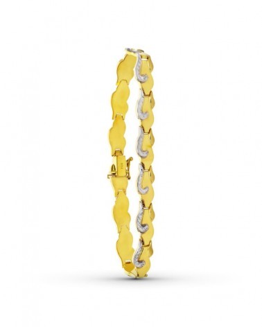 Pulsera oro 18k bicolor estampada 20cm