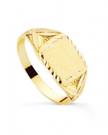 Sello oro 18k amarillo cadete tallado 10x9mm