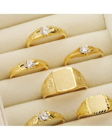 Sello oro 18k amarillo cadete tallado 10x9mm