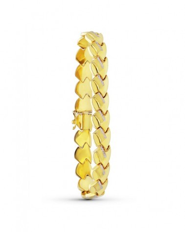 Pulsera oro 18k amarillo bicolor estampación 20cm