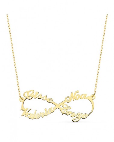 Gargantilla oro 18k infinito personalizado 4 nombres 35mm