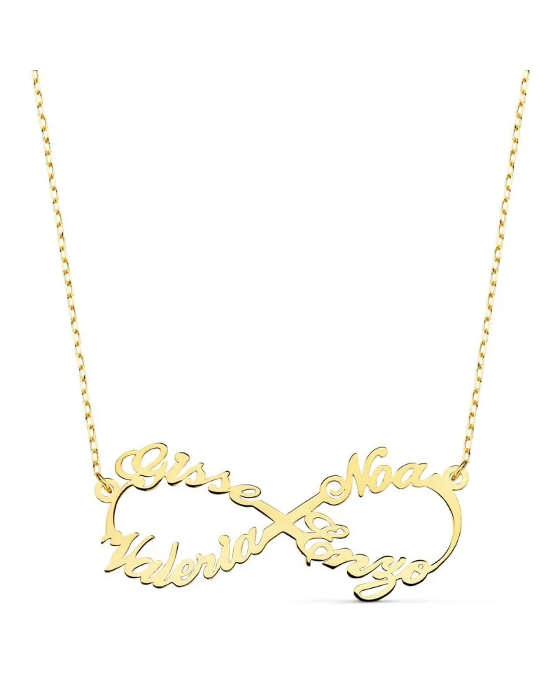 Gargantilla oro 18k infinito personalizado 4 nombres 35mm