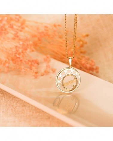 Colgante oro 18k mamá corazones circonita 20mm