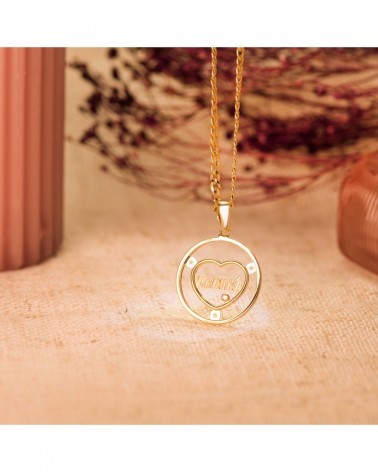 Colgante oro 18k mama corazón circonita 20mm