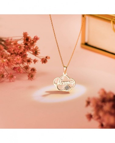 Colgante oro 18k nácar forma nube Mamá 17x13 mm