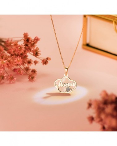 Colgante oro 18k nácar forma nube Mamá 17x13 mm