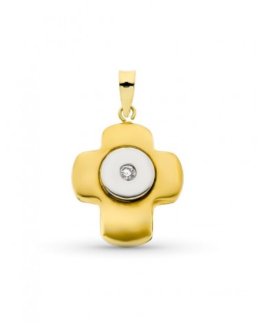 Cruz oro 18k bicolor circonita 21x16mm