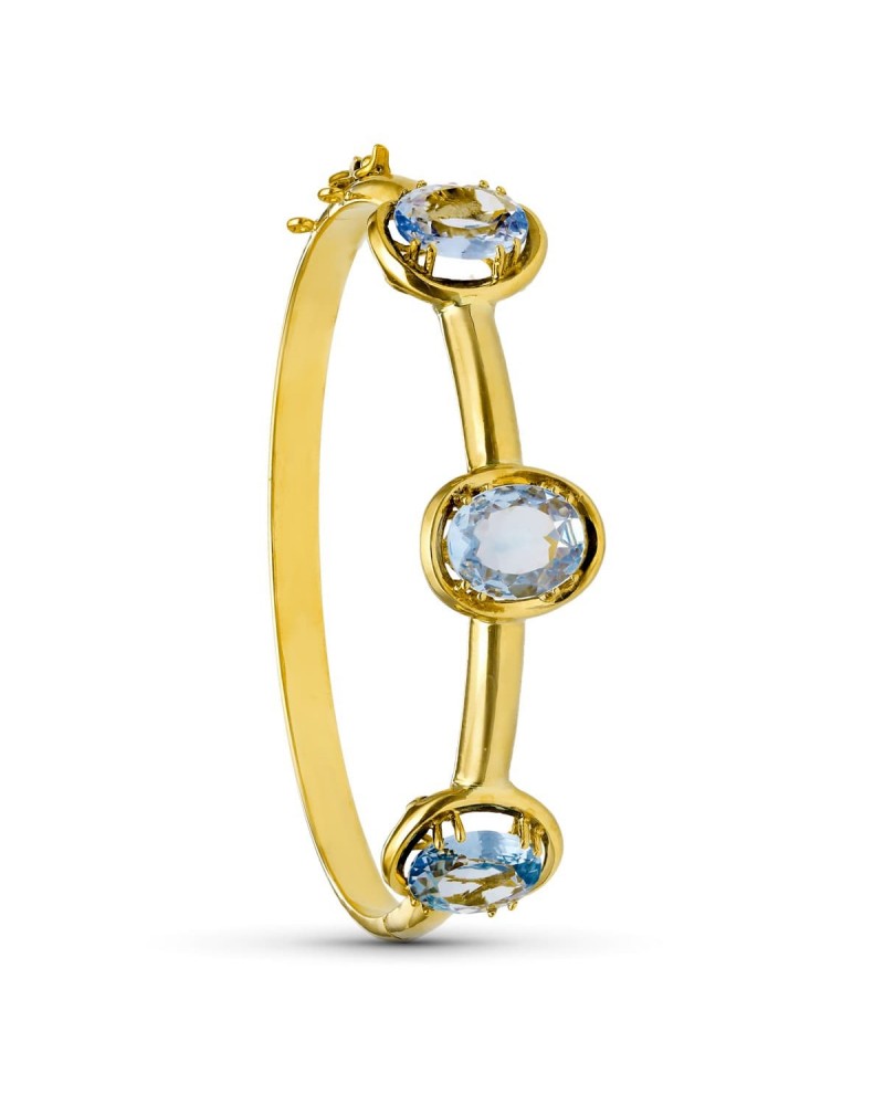 Pulsera rígida oro 18k amarillo piedras color