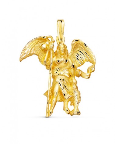Medalla San Rafael oro 18k amarillo silueta 33x29 mm