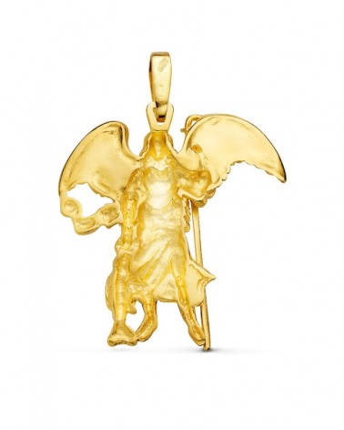 Medalla San Rafael oro 18k amarillo silueta 33x29 mm