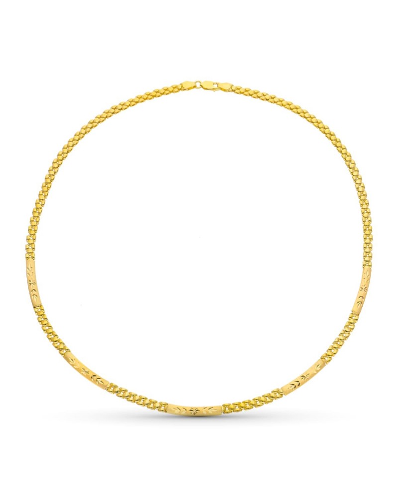 Gargantilla oro 18k amarillo tallada estilo pantera 15,5g