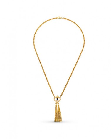Gargantilla oro 18k cordón esmeralda borlas 50cm