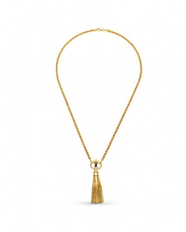 Gargantilla oro 18k cordón esmeralda borlas 50cm