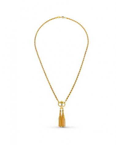 Gargantilla oro amarillo 18k zafiro cordón 50cm