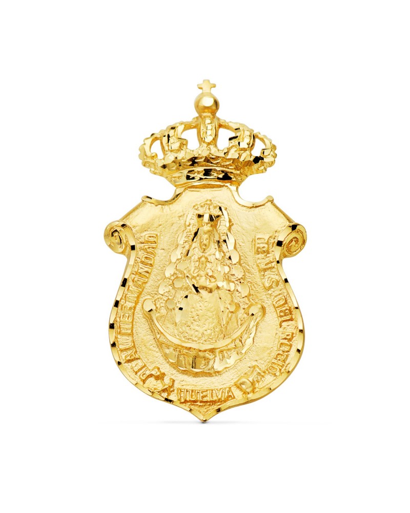 Colgante oro 18k Virgen del Rocío Huelva 46x25mm