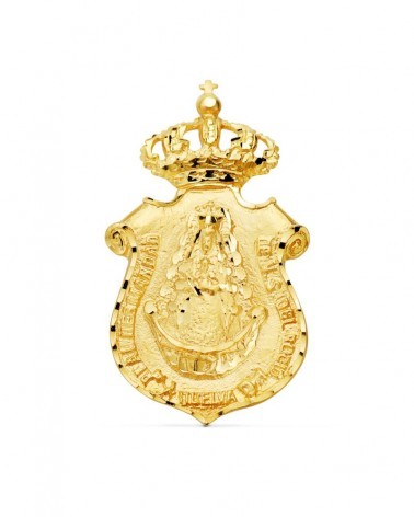 Colgante oro 18k Virgen del Rocío Huelva 46x25mm